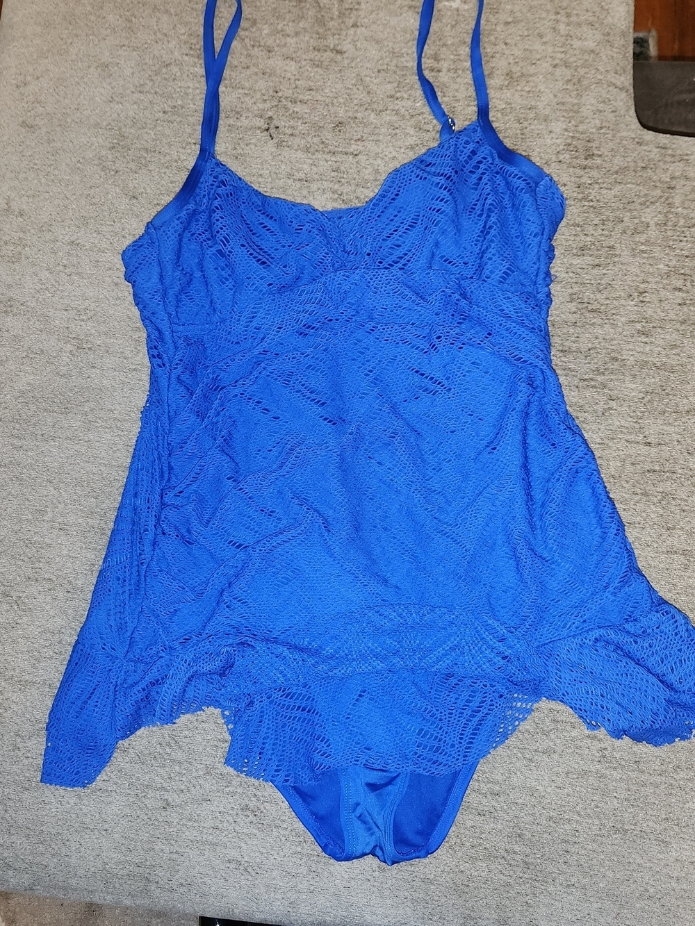 Apt. 9 Royal Blue Women's One-Piece Swimsuit with Lace Overlay